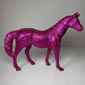 Custom pink glittered model horse figurine